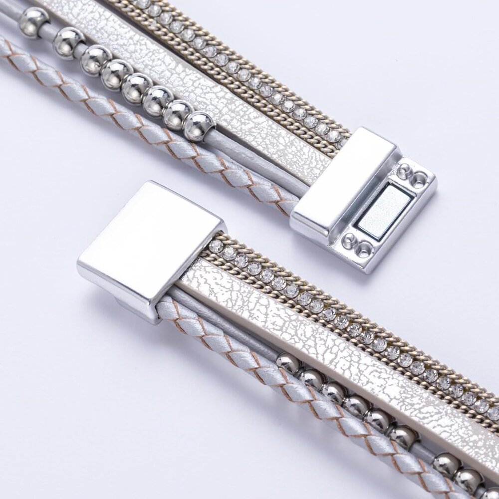 Boho Wrap Bracelets Leather Cuff Bangle Beaded Br… - image 6